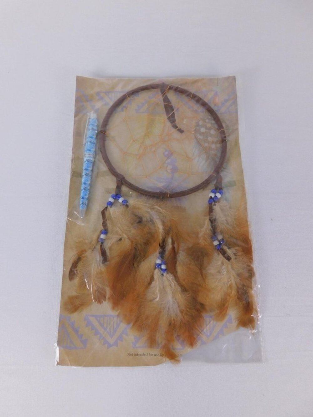 St. Joseph's Indian School Feather Dreamcatcher Brown Beaded Wall Hanging Decor